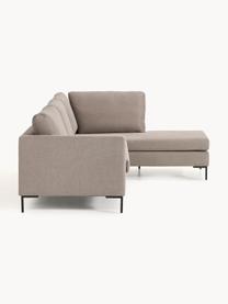 Ecksofa Luna, Bezug: 100 % Polyester Der strap, Gestell: Massives Buchenholz, Schi, Füße: Metall, galvanisiert Das , Webstoff Taupe, B 280 x T 184 cm, Eckteil links