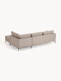 Ecksofa Luna, Bezug: 100 % Polyester Der strap, Gestell: Massives Buchenholz, Schi, Füße: Metall, galvanisiert Das , Webstoff Taupe, B 280 x T 184 cm, Eckteil links