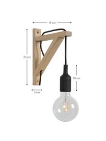 Wandleuchte Fix mit Stecker aus Holz, Schwarz, T 19 x H 23 cm