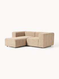 Modulares Bouclé-Sofa Lena (3-Sitzer) mit Hocker, Bezug: Bouclé (93 % Polyester, 6, Gestell: Buchenholz, Spanplatte, H, Bouclé Beige, B 211 x T 181 cm