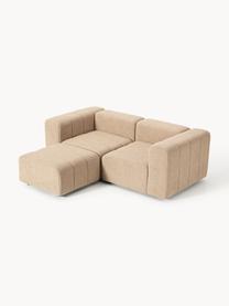 Canapé modulable 3 places en bouclette avec pouf Lena, Bouclette beige, larg. 211 x prof. 181 cm