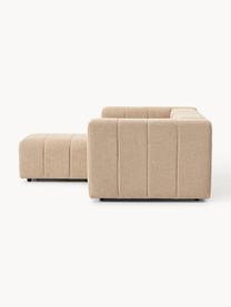 Modulares Bouclé-Sofa Lena (3-Sitzer) mit Hocker, Bezug: Bouclé (93 % Polyester, 6, Gestell: Buchenholz, Spanplatte, H, Bouclé Beige, B 211 x T 181 cm