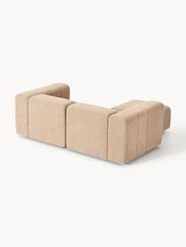 Modulares Bouclé-Sofa Lena (3-Sitzer) mit Hocker, Bezug: Bouclé (93 % Polyester, 6, Gestell: Buchenholz, Spanplatte, H, Füße: Kunststoff, Bouclé Beige, B 211 x T 181 cm