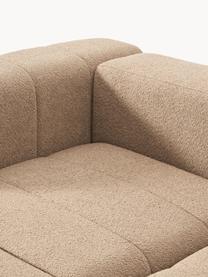 Modulares Bouclé-Sofa Lena (3-Sitzer) mit Hocker, Bezug: Bouclé (93 % Polyester, 6, Gestell: Buchenholz, Spanplatte, H, Füße: Kunststoff, Bouclé Beige, B 211 x T 181 cm