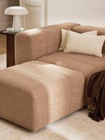 Modulares Bouclé-Sofa Lena (3-Sitzer) mit Hocker, Bezug: Bouclé (93 % Polyester, 6, Gestell: Buchenholz, Spanplatte, H, Füße: Kunststoff, Bouclé Beige, B 211 x T 181 cm