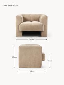 Sessel Bobi, Bezug: 88 % Polyester, 12 % Nylo, Gestell: Massives Kiefernholz Dies, Webstoff Beige, B 100 x T 82 cm