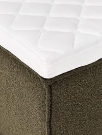 Cama continental en tejido bouclé Lennon, Tapizado: 80% poliéster, 20% poliac, Patas: madera de abedul maciza E, Bouclé verde oliva, An 140 x L 200 cm, dureza H2