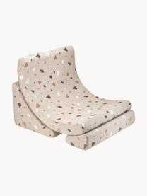 Handgefertigter Bouclé-Kindersessel Moon, Bouclé Beige, Terrazzo-Optik, B 55 x T 80 cm