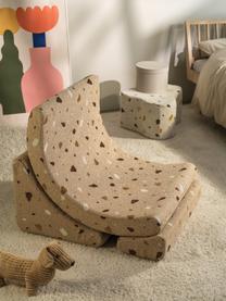 Poltrona per bambini in bouclé fatta a mano Moon, Beige bouclé, effetto terrazzo, Larg. 55 x Prof. 80 cm