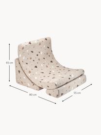 Handgefertigter Bouclé-Kindersessel Moon, Bouclé Beige, Terrazzo-Optik, B 55 x T 80 cm