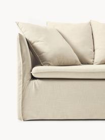 Sofa narożna Mila (3-osobowa), Tapicerka: 100% poliester Dzięki tka, Stelaż: drewno sosnowe, płyta pil, Ciemnobeżowa tkanina, S 230 x W 85 cm, prawostronna