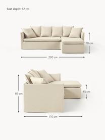 Ecksofa Mila (3-Sitzer), Bezug: 100% Polyester Der hochwe, Gestell: Kieferholz, Faserplatte, , Webstoff Dunkelbeige, B 230 x T 170 cm, Eckteil rechts