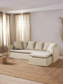 Divano angolare 3 posti Mila, Rivestimento: 100% poliestere Con 100.0, Struttura: legno di pino, fibra di l, Tessuto beige scuro, Larg. 230 x Alt. 85 cm, chaise longue a destra