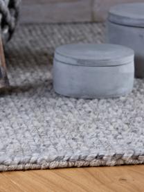 Tapis en laine gris clair tissé main Alvin, Gris chiné