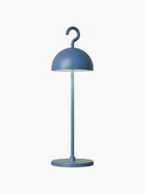 Kleine mobiele LED outdoor tafellamp Hook, dimbaar, Lamp: gecoat aluminium, Grijsblauw, Ø 11 x H 36 cm