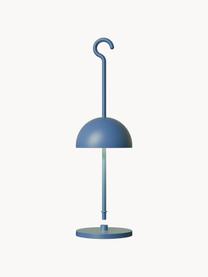 Kleine mobiele LED outdoor tafellamp Hook, dimbaar, Lamp: gecoat aluminium, Grijsblauw, Ø 11 x H 36 cm