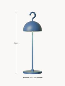 Kleine mobiele LED outdoor tafellamp Hook, dimbaar, Lamp: gecoat aluminium, Grijsblauw, Ø 11 x H 36 cm