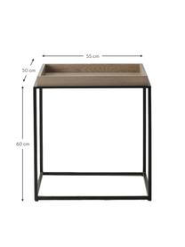 Mesa auxiliar de madera y metal Forden, Tablero: tablero de fibras de dens, Estructura: metal pintado, Marrón, An 55 x Al 60 cm