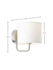 Klassieke wandlamp Clarie in chroom, Lampenkap: 60% katoen, 40% linnen, Chroomkleurig, wit, D 19 x H 18 cm