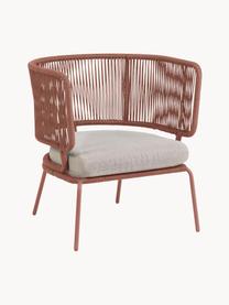 Fauteuil lounge de jardin corde tressée Nadin, Vieux rose, larg. 74 x prof. 65 cm