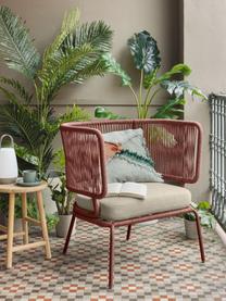 Fauteuil lounge de jardin corde tressée Nadin, Vieux rose, larg. 74 x prof. 65 cm