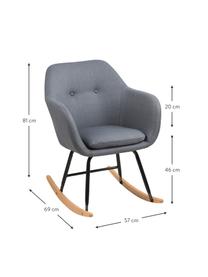 Sedia a dondolo in tessuto grigio scuro Emilia, Rivestimento: 90% poliestere, 8% viscos, Gambe: metallo verniciato a polv, Tessuto grigio scuro, Larg. 57 x Alt. 69 cm