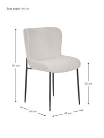 Sedia imbottita in tessuto bianco crema Tess, Rivestimento: poliestere Il rivestiment, Gambe: metallo verniciato a polv, Tessuto bianco crema, gambe nero, Larg. 49 x Prof. 64 cm