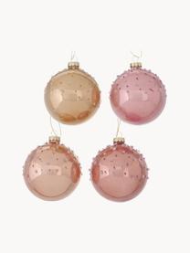 Set de bolas de Navidad artesanales Tilly, 12 uds., Rosa palo, beige claro, dorado, Ø 8 cm