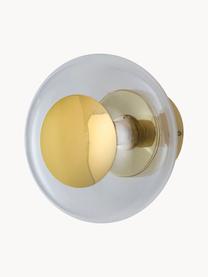 Ručně foukané nástěnné svítidlo Horizon, Transparentní, zlatá, Ø 21 cm, V 17 cm