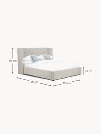 Gestoffeerd bed Star met opbergruimte, Bekleding: polyester (gestructureerd, Frame: massief grenenhout en pla, Geweven stof lichtbeige, B 160 x L 200 cm