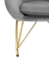 Samt-Schaukelstuhl Wing mit Metall-Beinen, Bezug: Samt (Polyester) Der Bezu, Gestell: Metall, galvanisiert, Samt Grau, Goldfarben, B 76 x T 108 cm