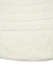 Alfombra redonda artesanal de lana Mason, Parte superior: 100% lana, Reverso: 100% algodón Las alfombra, Blanco crema, Ø 120 cm (Tamaño S)