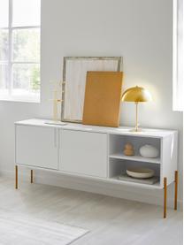 Sideboard Jesper mit Türen in Weiß, Korpus: Mitteldichte Holzfaserpla, Füße: Metall, lackiert, Korpus: Weiß Füße: Goldfarben, glänzend, B 160 x H 80 cm