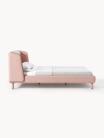 Cama tapizada Luma, con cabecero, Tapizado: 100% poliéster Alta resis, Estructura: madera contrachapada, Patas: metal, poliéster Este pro, Tejido rosa palo, An 140 x L 200 cm