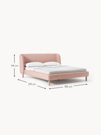 Gestoffeerd bed Luma met hoofdeinde, Bekleding: 100% polyester Met 40.000, Frame: multiplex, Poten: metaal, polyester Dit pro, Geweven stof oudroze, B 140 x L 200 cm