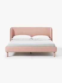 Cama tapizada Luma, con cabecero, Tapizado: 100% poliéster Alta resis, Estructura: madera contrachapada, Patas: metal, poliéster Este pro, Tejido rosa palo, An 140 x L 200 cm