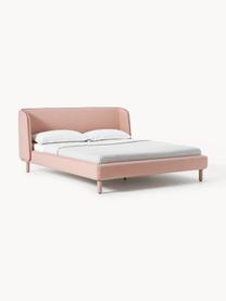 Cama tapizada Luma, con cabecero, Tapizado: 100% poliéster Alta resis, Estructura: madera contrachapada, Patas: metal, poliéster Este pro, Tejido rosa palo, An 140 x L 200 cm