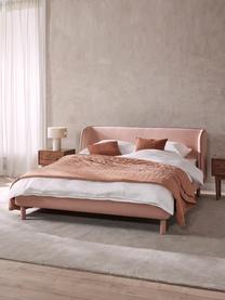 Cama tapizada Luma, con cabecero, Tapizado: 100% poliéster Alta resis, Estructura: madera contrachapada, Patas: metal, poliéster Este pro, Tejido rosa palo, An 140 x L 200 cm