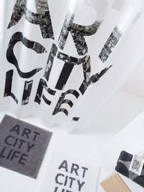 Sprchový záves Art City Life s nadpisom, Biela, čierna, sivá