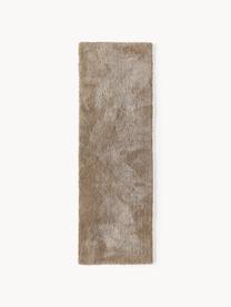Pluizige hoogpolige loper Leighton, Microvezels (100% polyester, GRS-gecertificeerd), Bruin, B 80 x L 200 cm