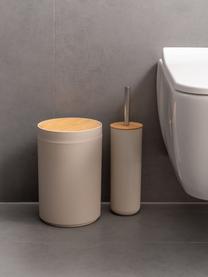 Badkamer accessoiresset Decent in beige, 6-delig, Houder: polypropyleen, Deksel: bamboe, Beige, helder hout, Set met verschillende formaten