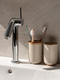 Set 6 accessori bagno Decent, Contenitore: polipropilene, Coperchio: bambù, Beige, legno chiaro, Set in varie misure