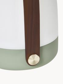 Lámpara de mesa regulable para exterior Lite-up, portátil, Pantalla: plástico, Estructura: madera, silicona, Asa: madera, Cable: plástico, Verde oliva, Ø 20 x Al 26 cm