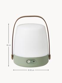Mobile Dimmbare Aussentischlampe Lite-up, Lampenschirm: Kunststoff, Griff: Holz, Olivgrün, Ø 20 x H 26 cm