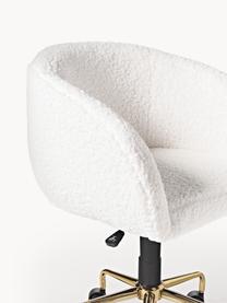 Sedia da scrivania in teddy Emmie, regolabile in altezza, Rivestimento: 100% poliestere (teddy) I, Rivestimento: schiuma, Gambe: metallo rivestito, Teddy bianco crema, dorato, Larg. 58 x Prof. 60 cm