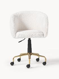 Plyšová kancelárska stolička Emmie, Plyšová krémovobiela, odtiene zlatej, Š 58 x H 60 cm