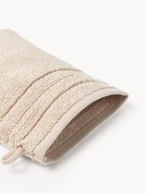 Guanti da bagno con bordo rigato Luxe 2 pz, Beige chiaro, Guanti da bagno, Larg. 16 x Lung. 22 cm