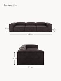 Sofá modular de cuero reciclado Lennon (4 plazas), Tapizado: cuero reciclado (70% cuer, Estructura: madera maciza, madera con, Patas: plástico Este producto es, Cuero gris pardo, An 327 x F 119 cm