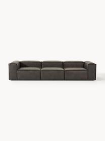 Modulares Sofa Lennon (4-Sitzer) aus recyceltem Leder, Bezug: Recyceltes Leder (70 % Le, Gestell: Massives Holz, Sperrholz, Füße: Kunststoff Dieses Produkt, Leder Taupe, B 327 x T 119 cm