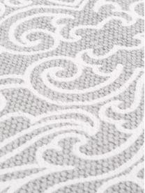 Flachgewebter Baumwollteppich Salima mit Quasten, handgewebt, 100% Baumwolle, Hellgrau, Cremeweiss, B 70 x L 140 cm (Grösse XS)